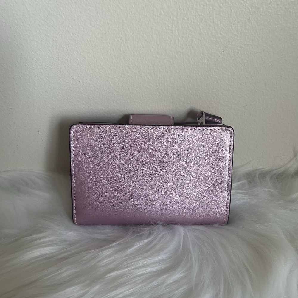 Coach Medium Corner Zip Metallic Pink Pearlized Leather Wallet‎ CW528 NEW - Picture 2 of 5